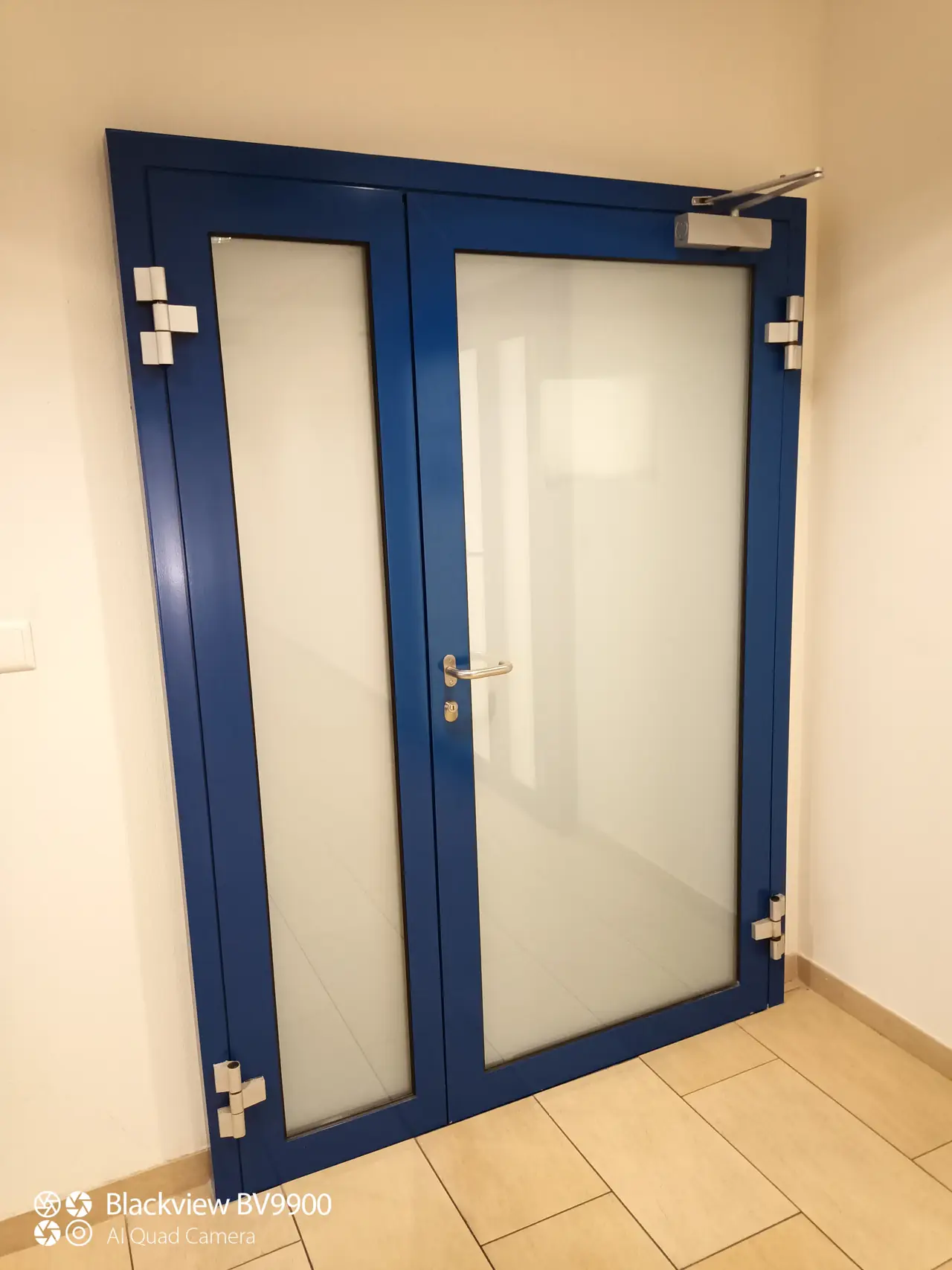 Porte d'entrée vitrée posée