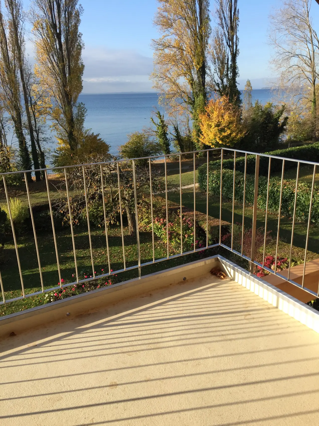 Garde-corps de terrasse avec vue sur le lac Léman