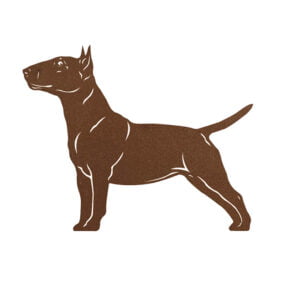 Bull Terrier en acier Corten ou en acier Inoxydable de 60cm de hauteur.
